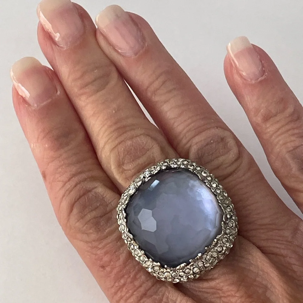 Alexis Bittar Blue Stone crystal ring-Size 7 - Picture 4 of 13